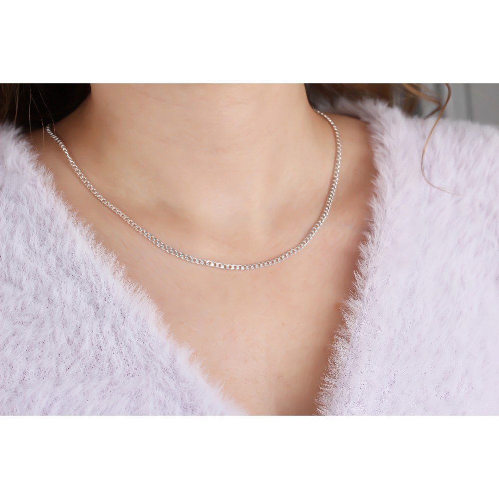 Glorria 925k Sterling Silver Curb Chain Necklace