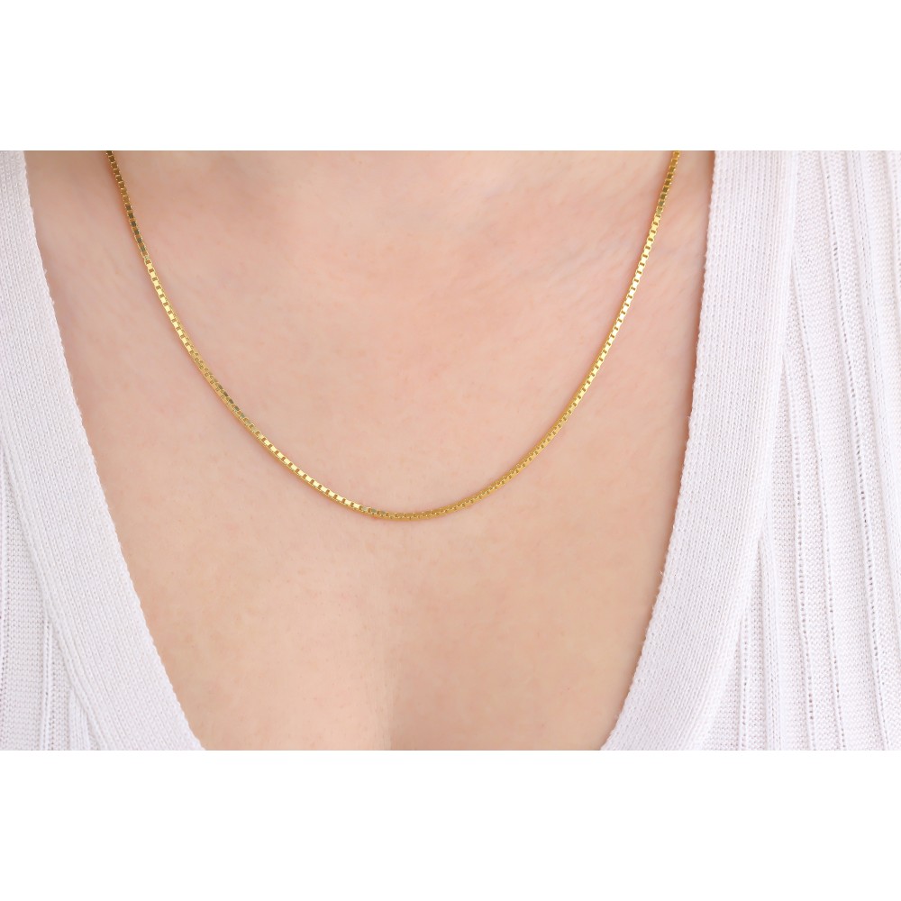 Glorria 925k Sterling Silver Cube Chain Necklace