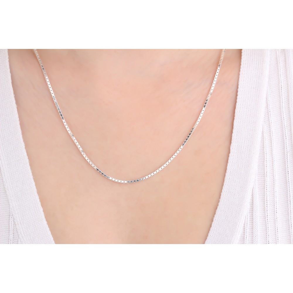 Glorria 925k Sterling Silver Cube Chain Necklace