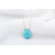 Glorria 14k Solid Gold Ball Turquoise Drop Necklace