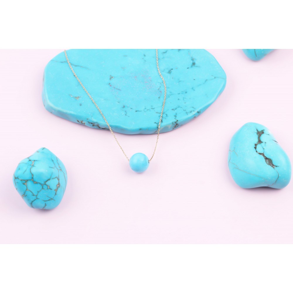 Glorria 14k Solid Gold Turquoise Necklace