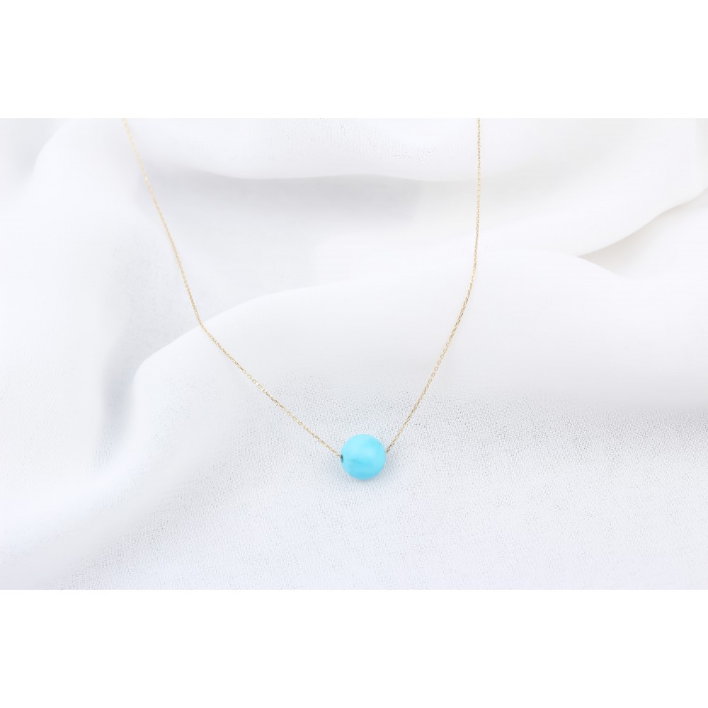 Glorria 14k Solid Gold Turquoise Necklace