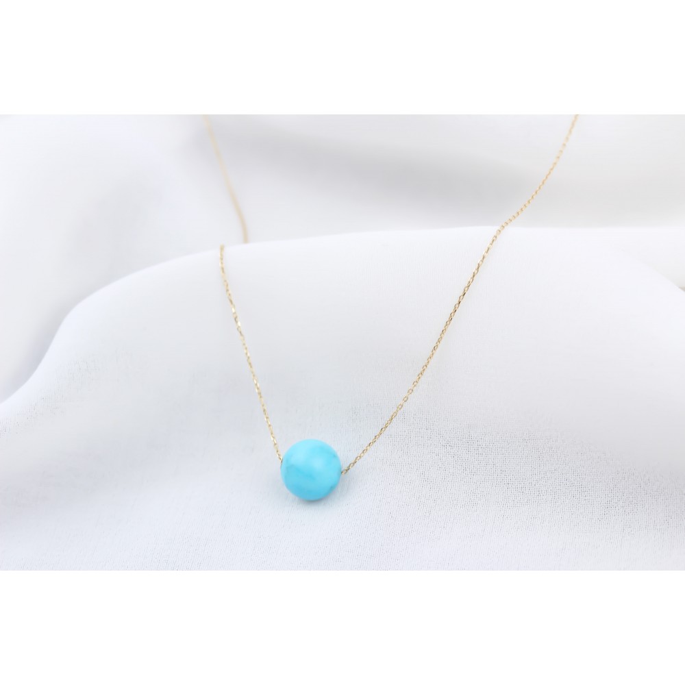 Glorria 14k Solid Gold Turquoise Necklace