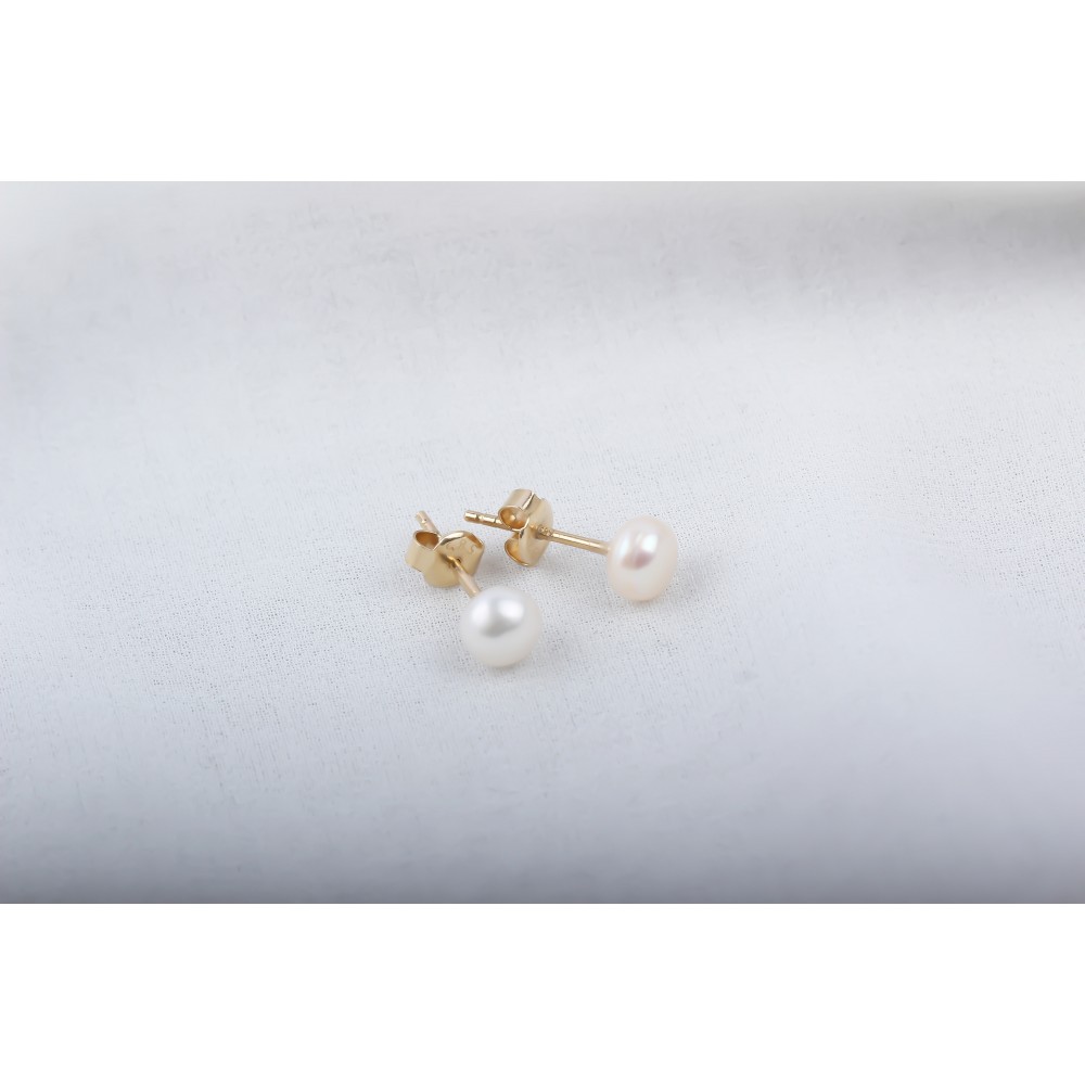 Glorria 14k Solid Gold Pearl Earrings