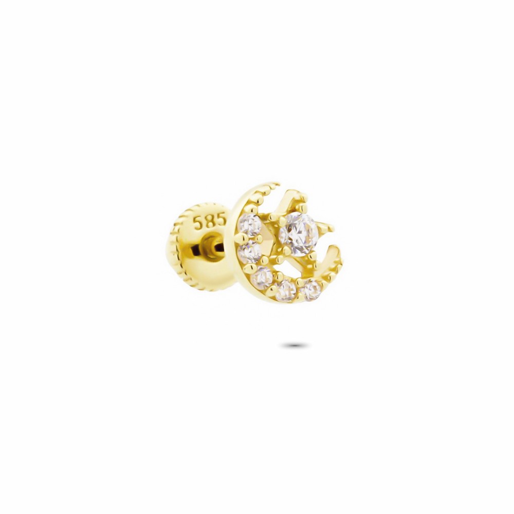 Glorria 14k Solid Gold Moon Star Helix Piercing