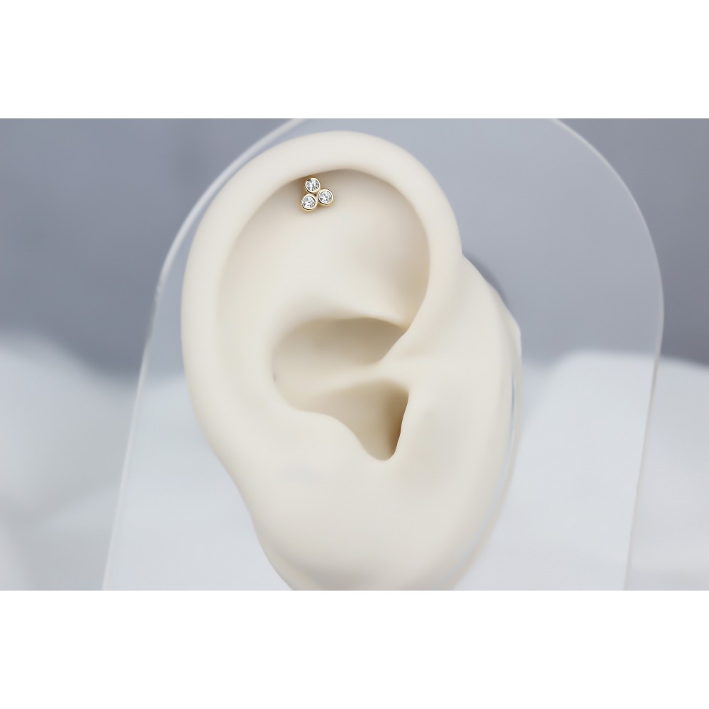 Glorria 14k Solid Gold Three Stone Helix Piercing