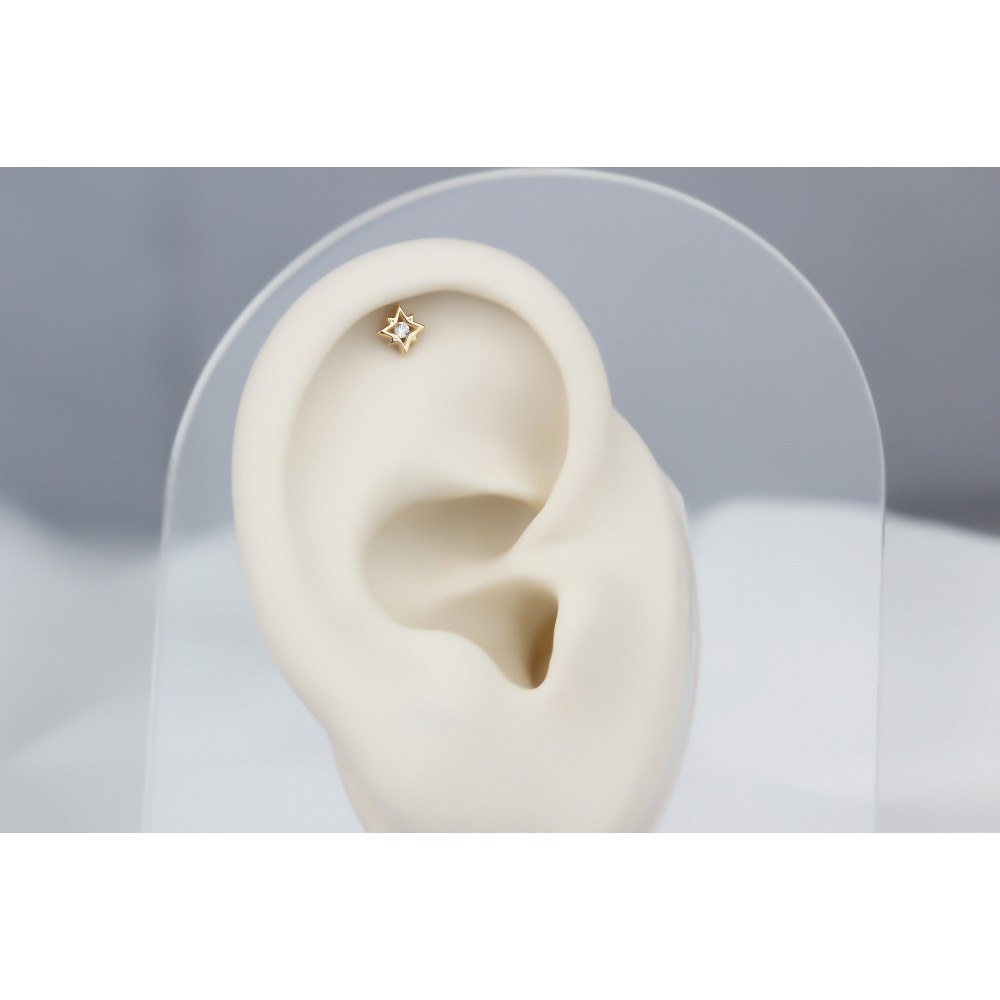 Glorria 14k Solid Gold Star Helix Piercing