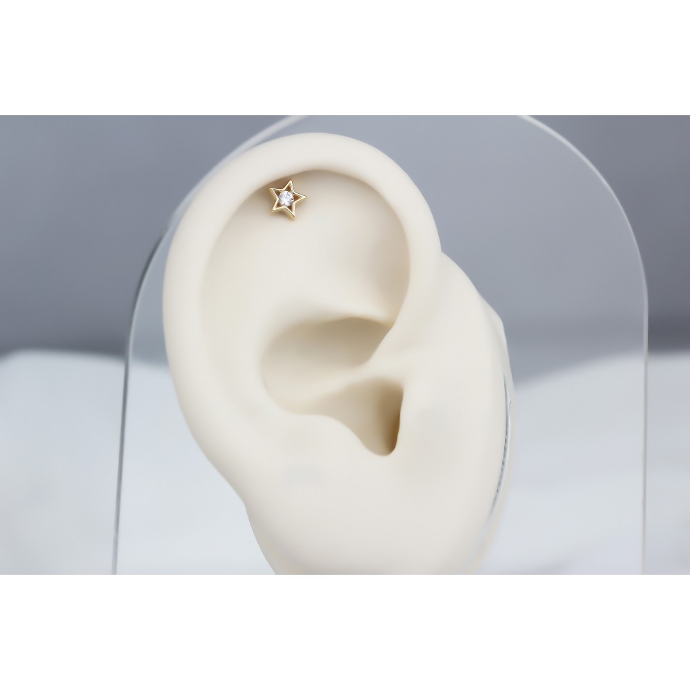 Glorria 14k Solid Gold Star Helix Piercing