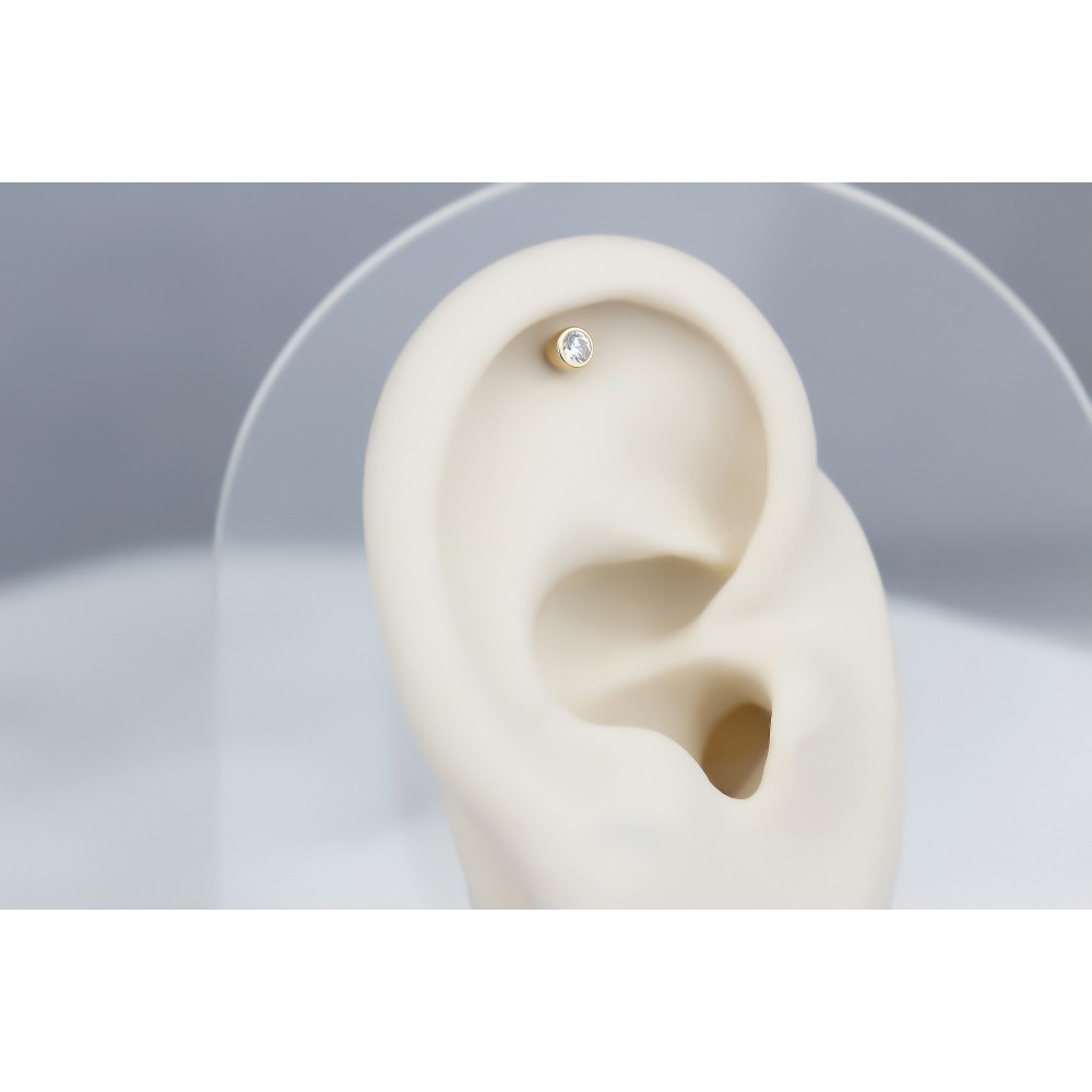 Glorria 14k Solid Gold Solitaire Helix Piercing