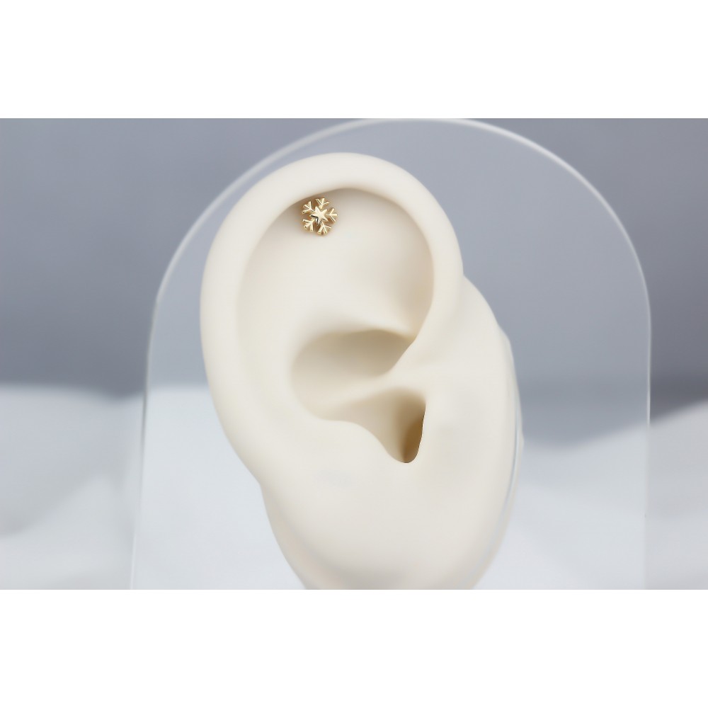 Glorria 14k Solid Gold Snowflake Helix Piercing