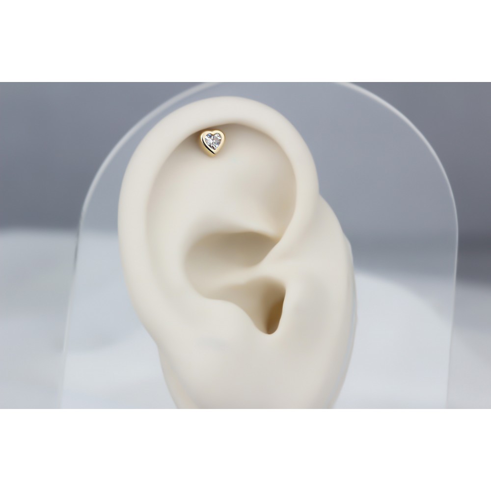 Glorria 14k Solid Gold Heart Helix Piercing