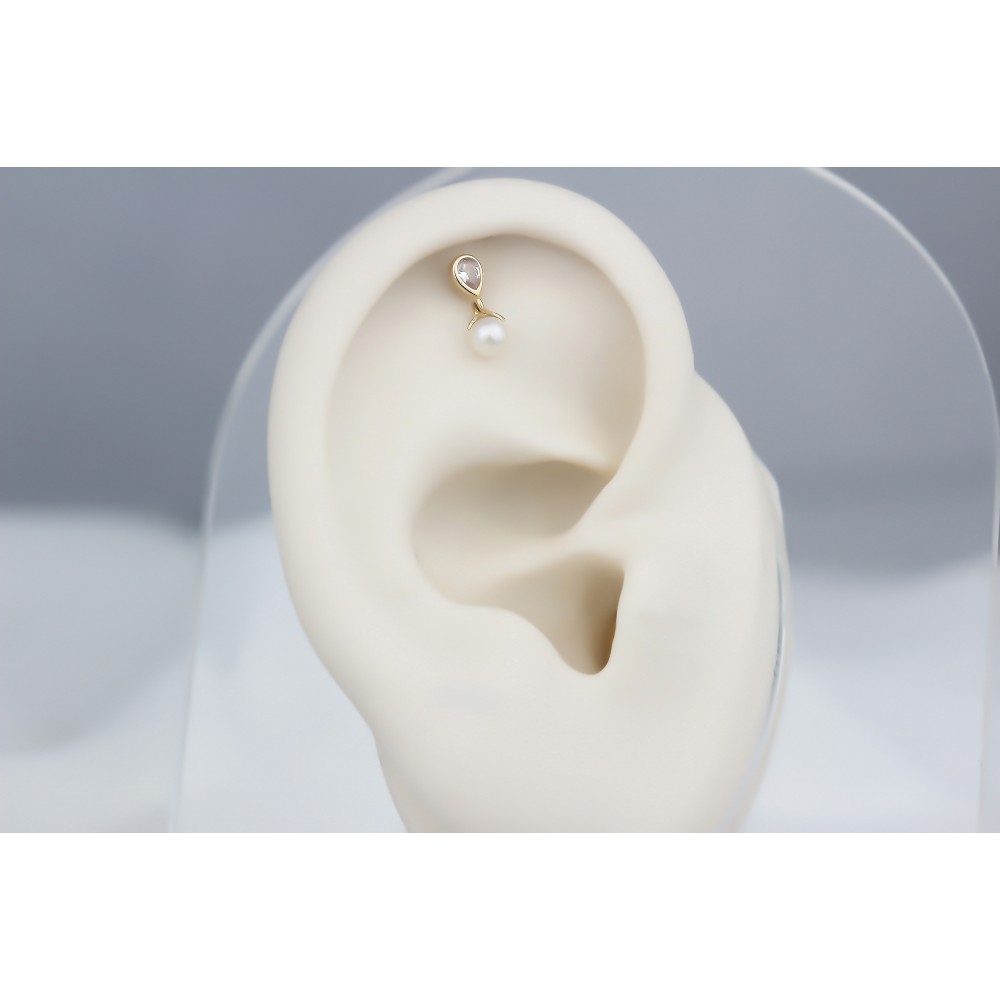 Glorria 14k Solid Gold Pearl Drop Helix Piercing