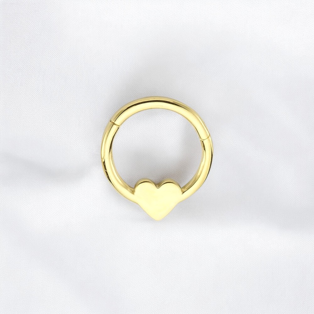 Glorria 14k Solid Gold Heart Ring Piercing