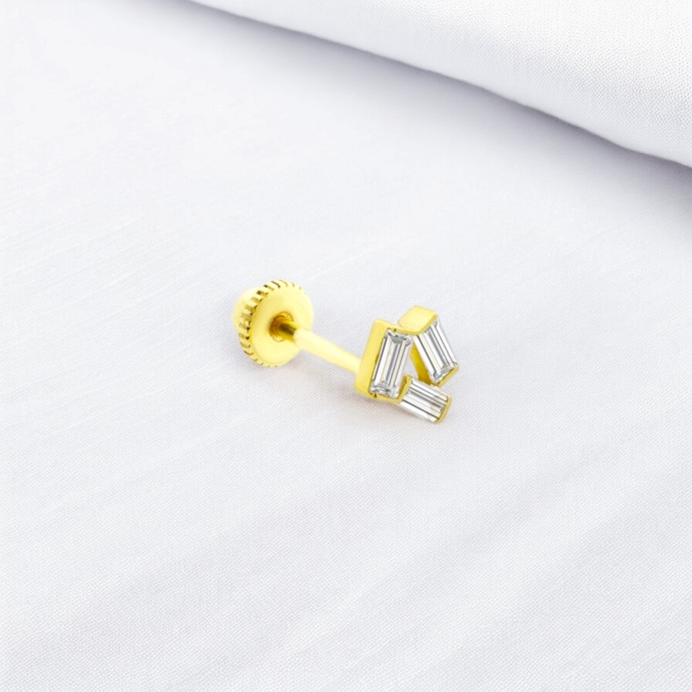 Glorria 14k Solid Gold Baguette Helix Piercing