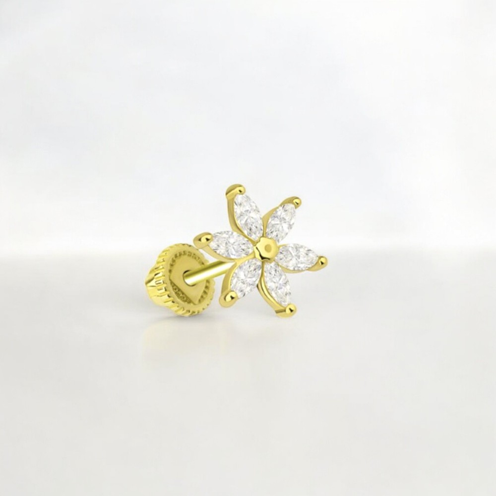 Glorria 14k Solid Gold Flower Helix Piercing