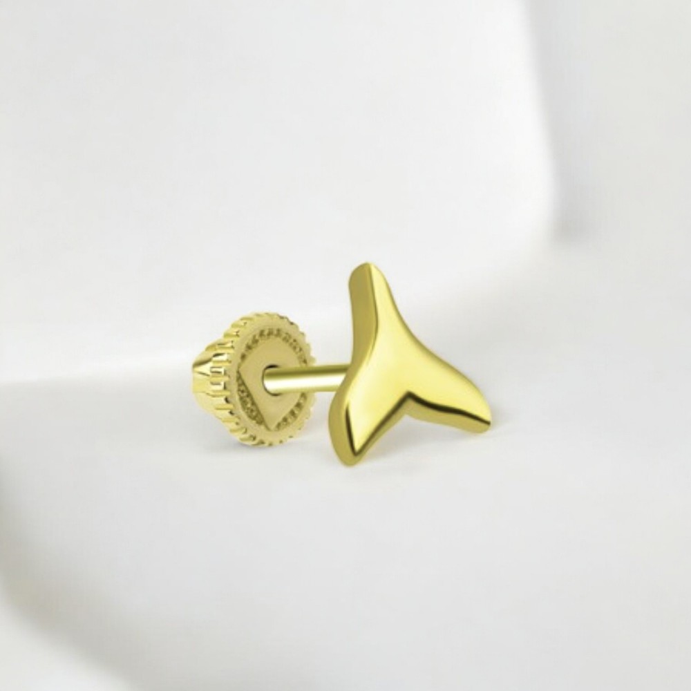 Glorria 14k Solid Gold Dolphin Tail Helix Piercing