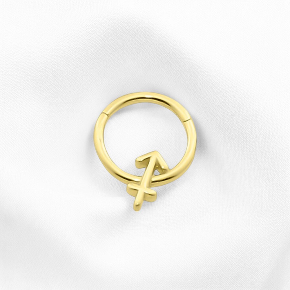 Glorria 14k Solid Gold Sagittarius Ring Helix Piercing