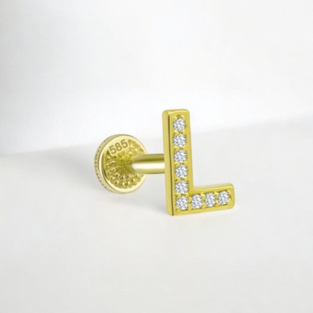 Glorria 14k Solid Gold Letter L Tragus Piercing