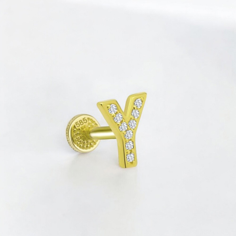 Glorria 14k Solid Gold Letter Y Tragus Piercing