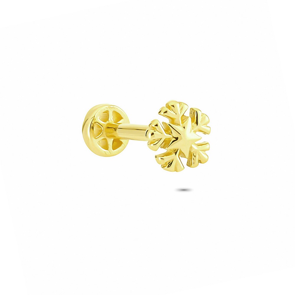 Glorria 14k Solid Gold Snowflake Tragus Piercing