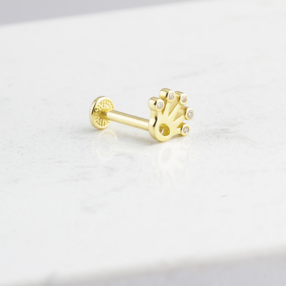 Glorria 14k Solid Gold Crown Tragus Piercing