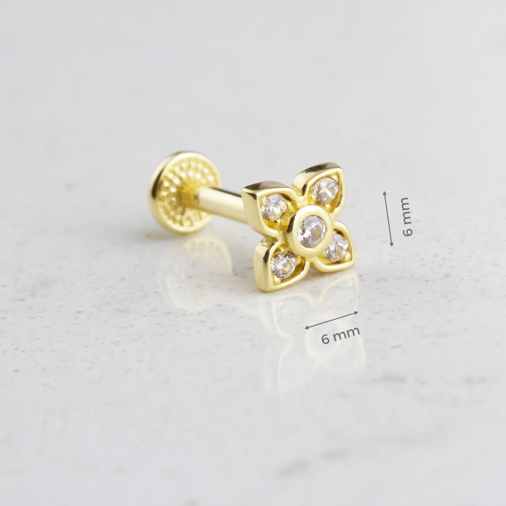 Glorria 14k Solid Gold Clover Tragus Piercing