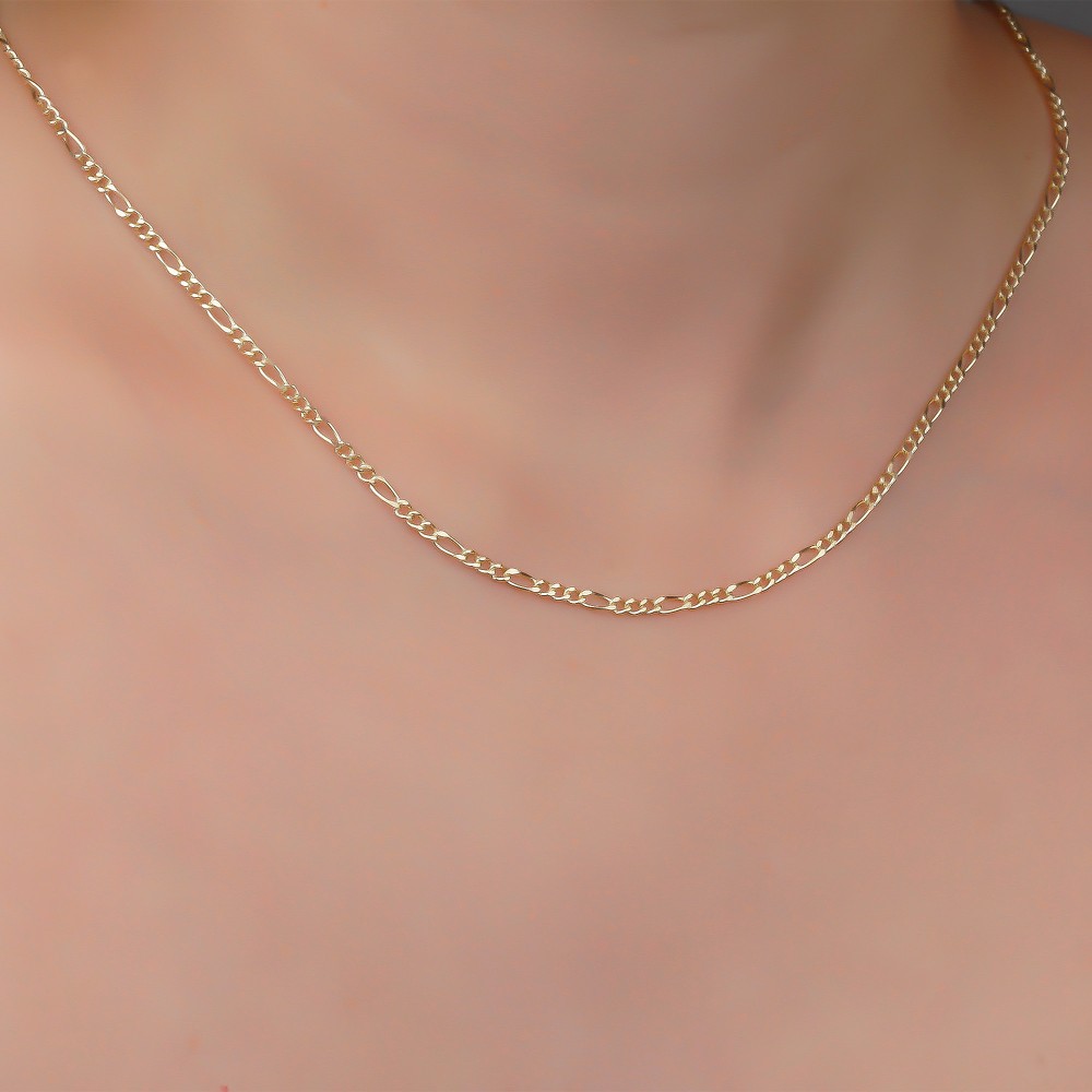 Glorria 14k Solid Gold Figaro Chain