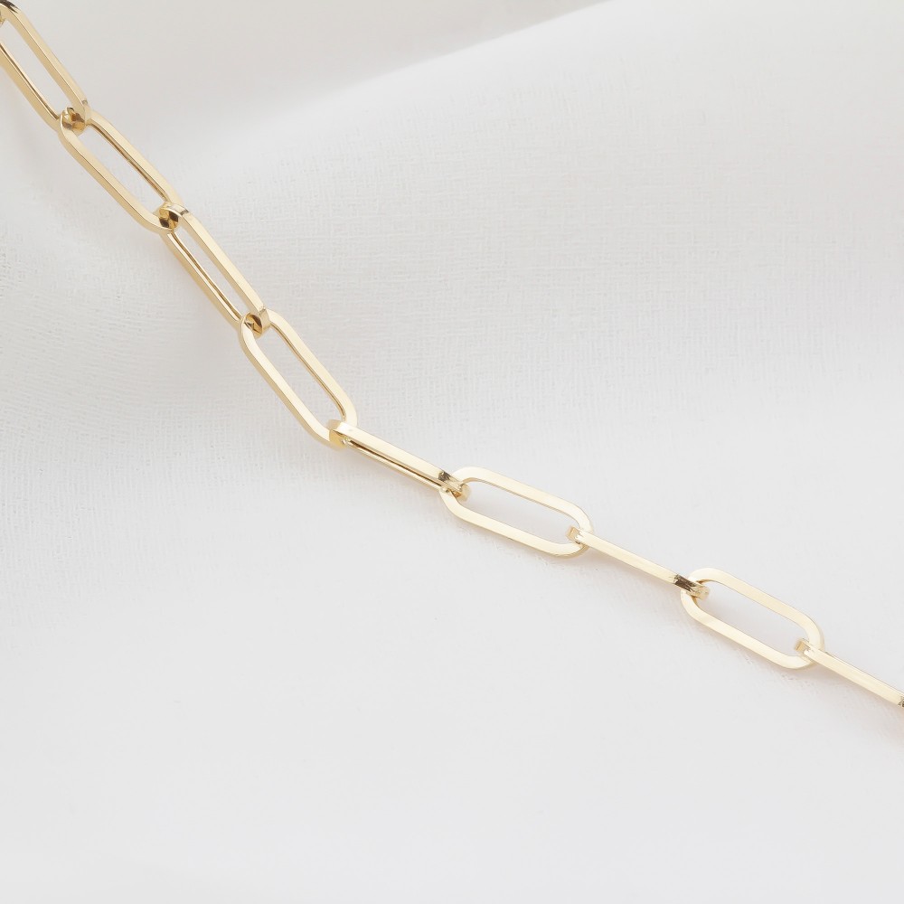 Glorria 14k Solid Gold Paper Clip Chain