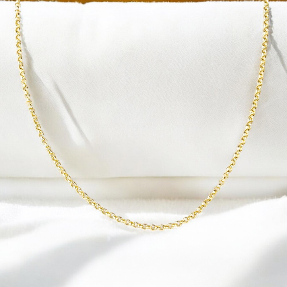 Glorria 14k Solid Gold Rolo Chain