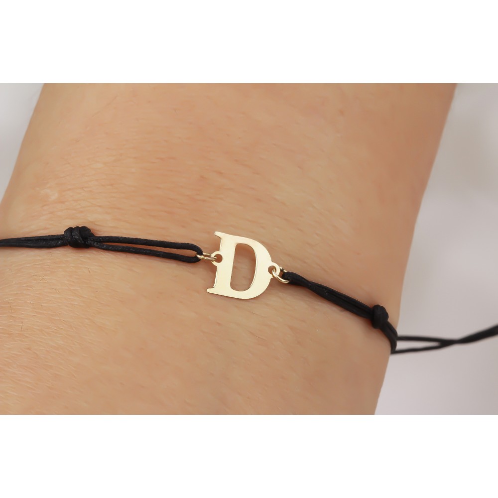 Glorria 14k Solid Gold Letter Rope Bracelet