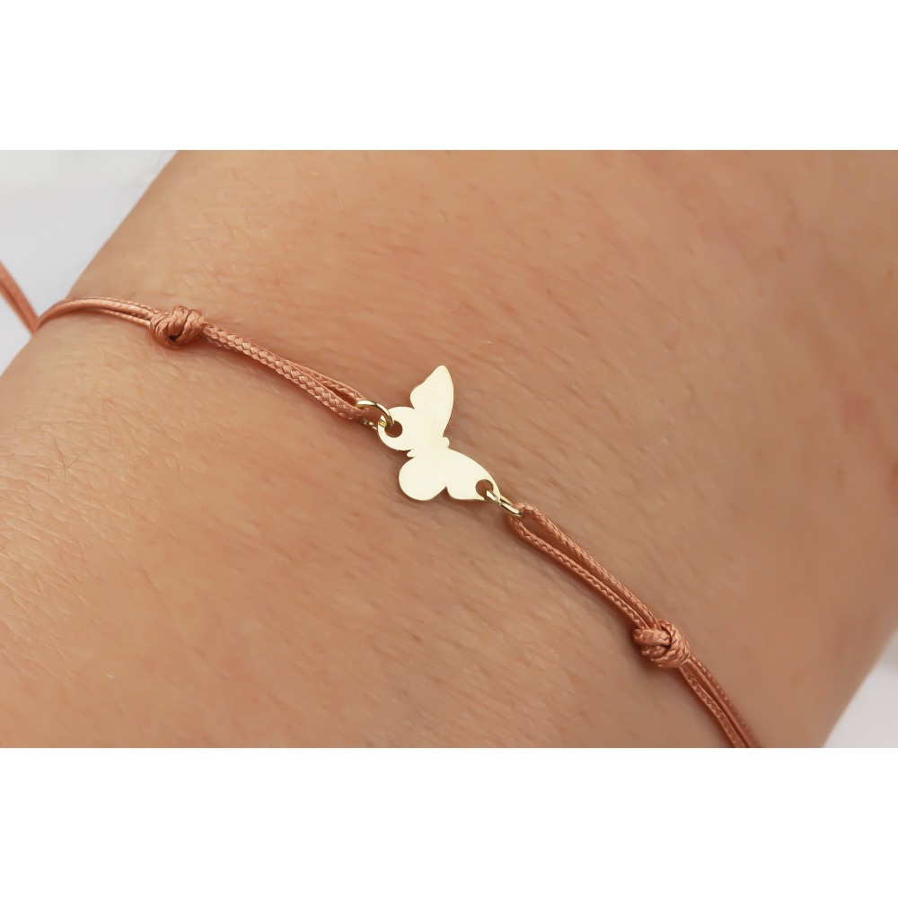 Glorria 14k Solid Gold Butterfly Rope Bracelet