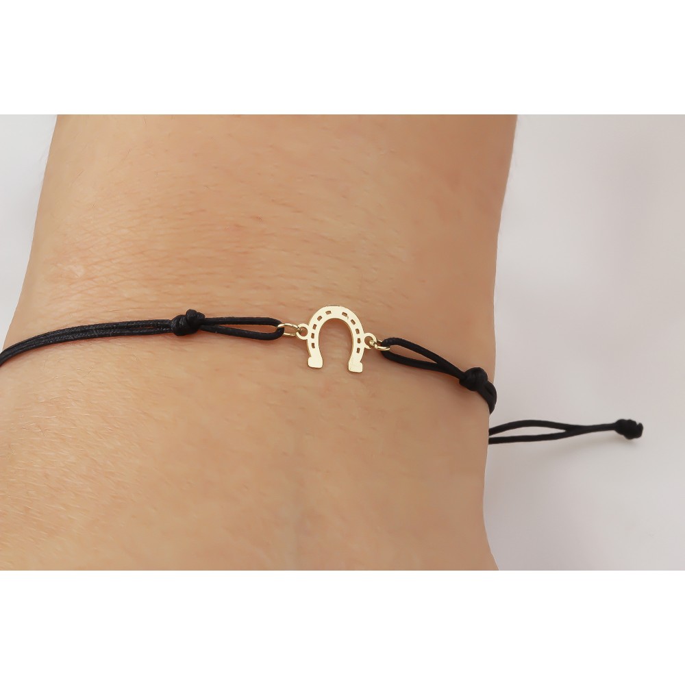 Glorria 14k Solid Gold Horseshoe Rope Bracelet