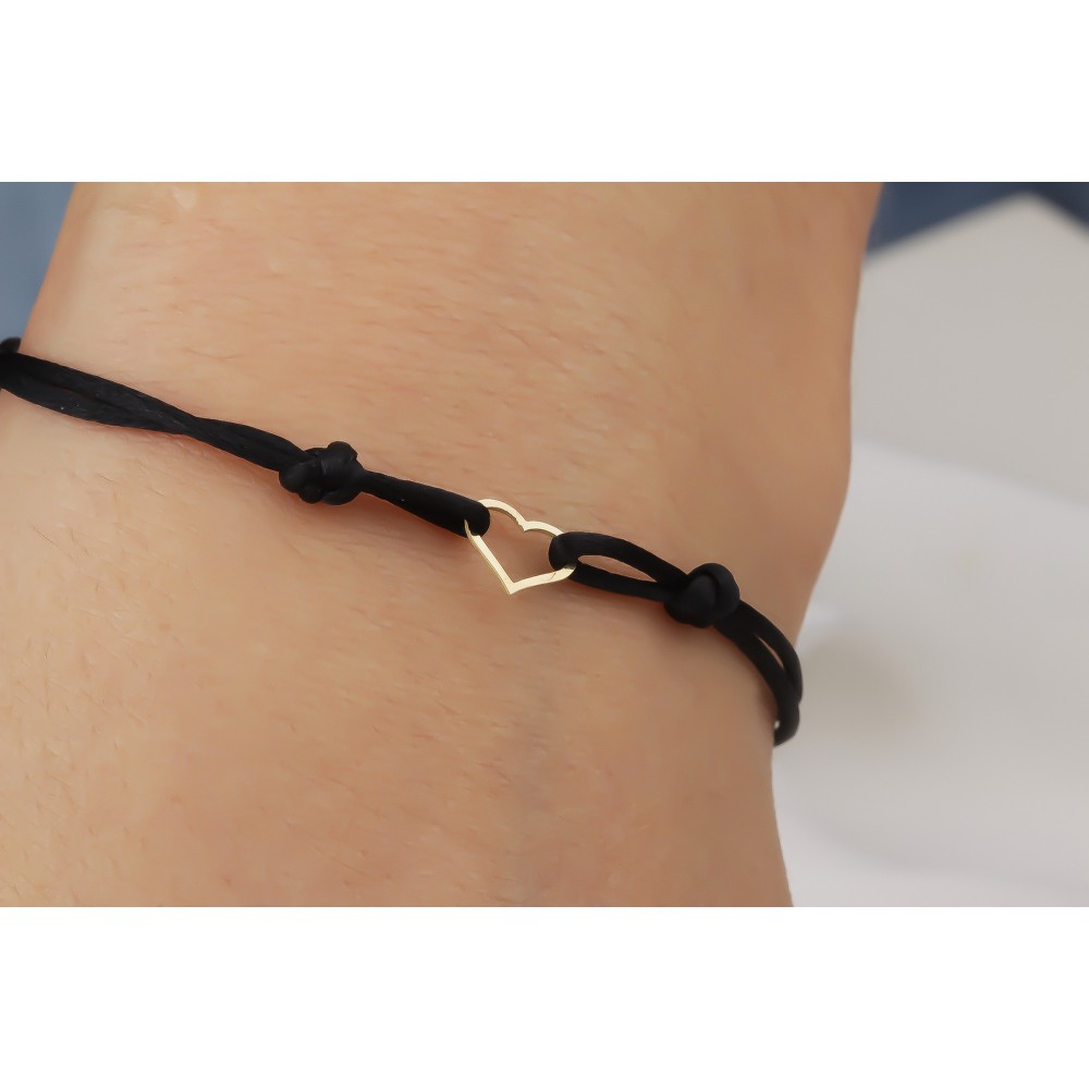 Glorria 14k Solid Gold Heart Rope Bracelet