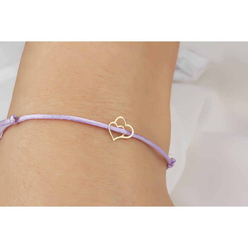 Glorria 14k Solid Gold Heart Rope Bracelet