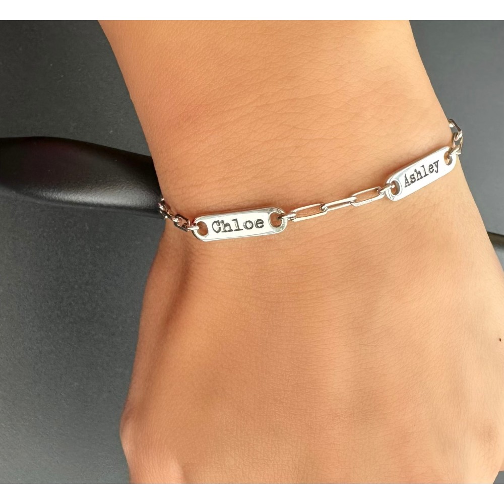 Glorria 925k Sterling Silver Personalized Paper Clip Bracelet