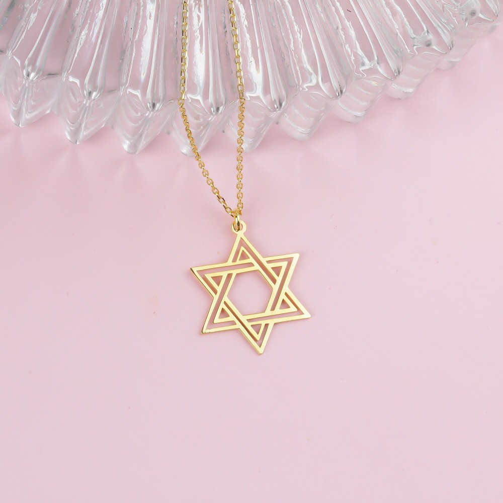 Glorria 925k Sterling Silver Star of David Necklace