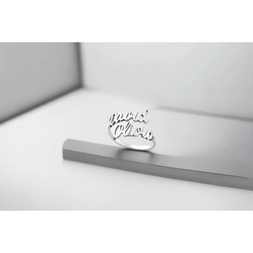 Glorria 925k Sterling Silver Personalized Two Names Ring