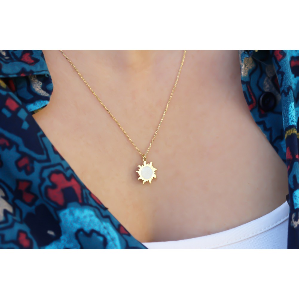 Glorria 925k Sterling Silver Sun Necklace