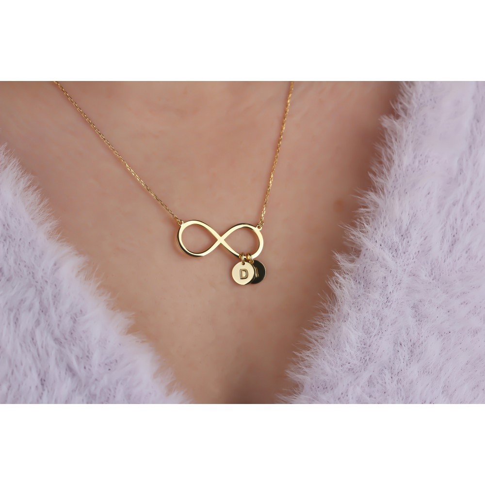 Glorria 925k Sterling Silver Letter Infinity Necklace