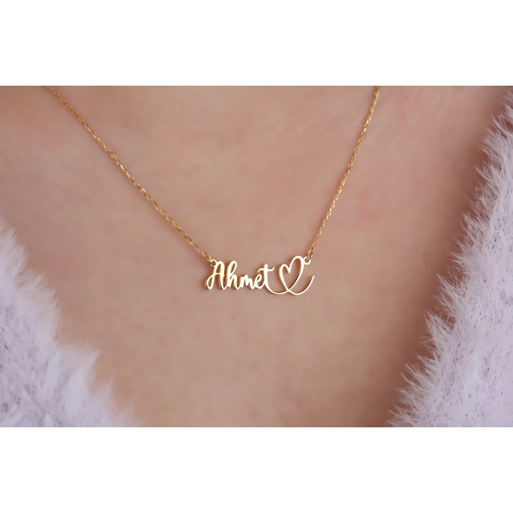 Glorria 925k Sterling Silver Personalized Name Heart Necklace