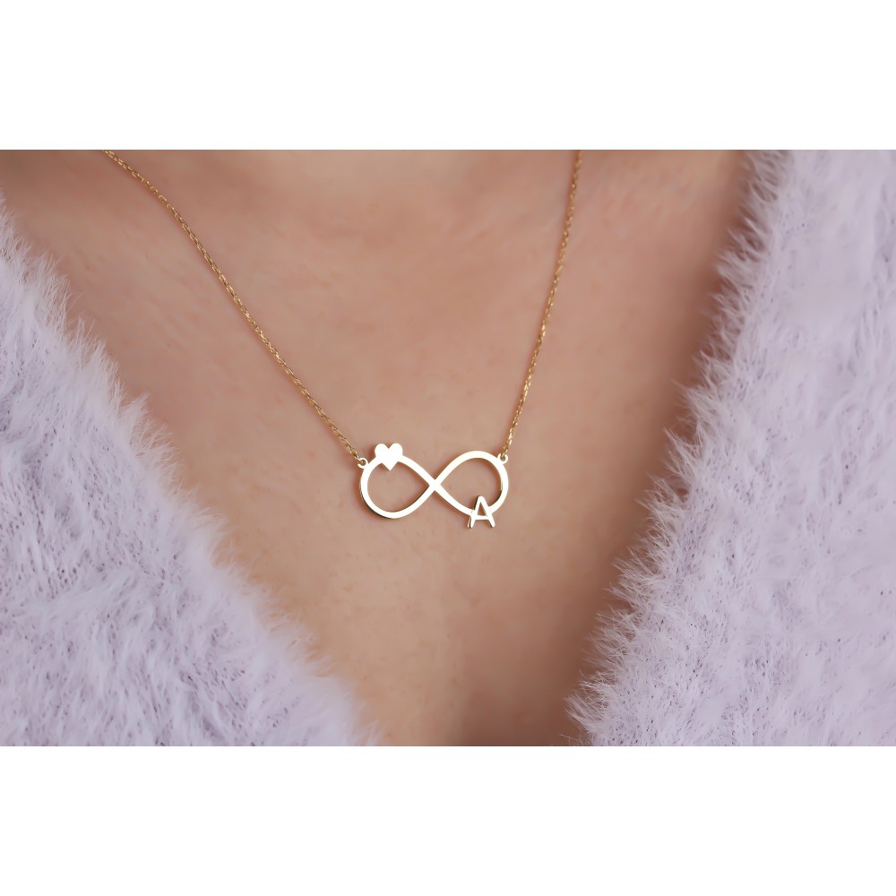 Glorria 925k Sterling Silver Letter Infinity Necklace