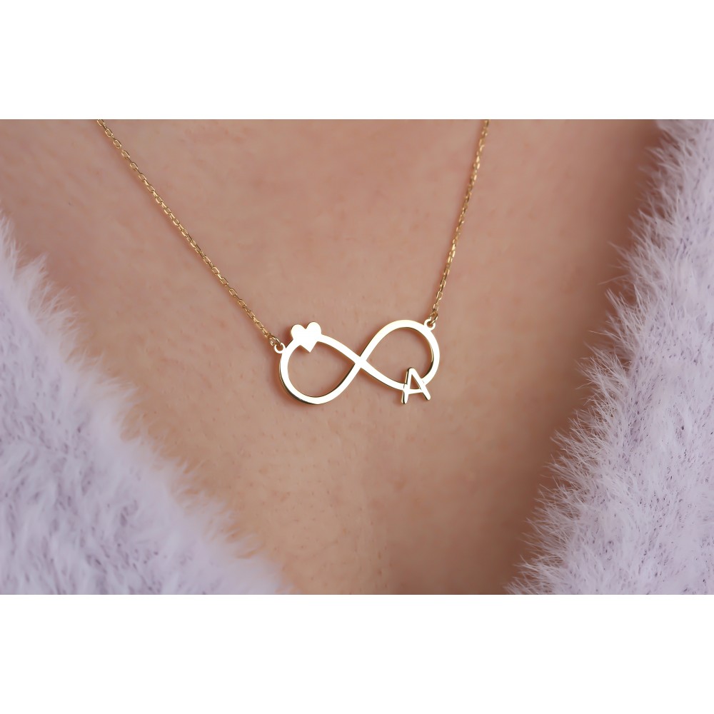 Glorria 925k Sterling Silver Letter Infinity Necklace