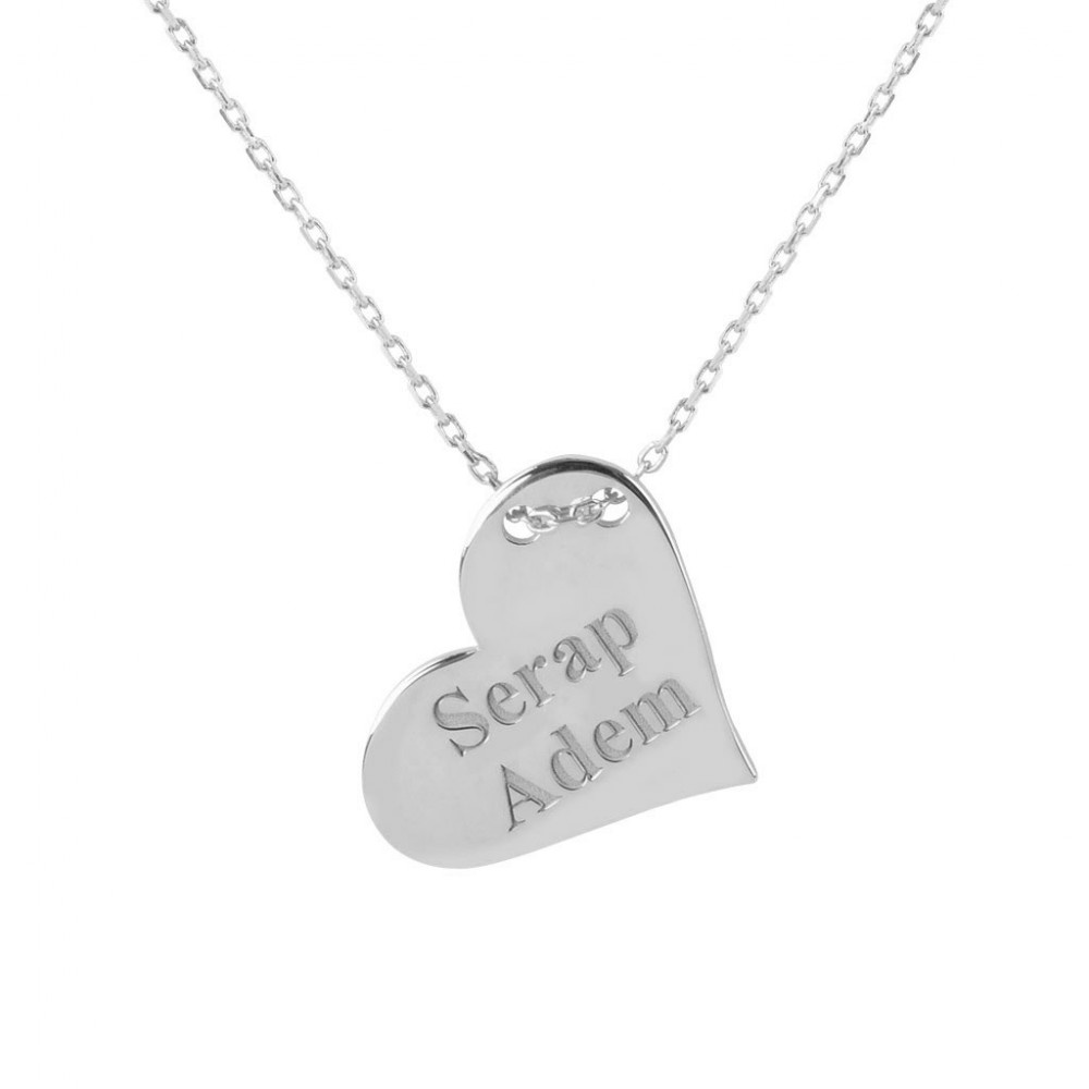 Glorria 925k Sterling Silver Personalized Name Heart Silver Necklace GLR598