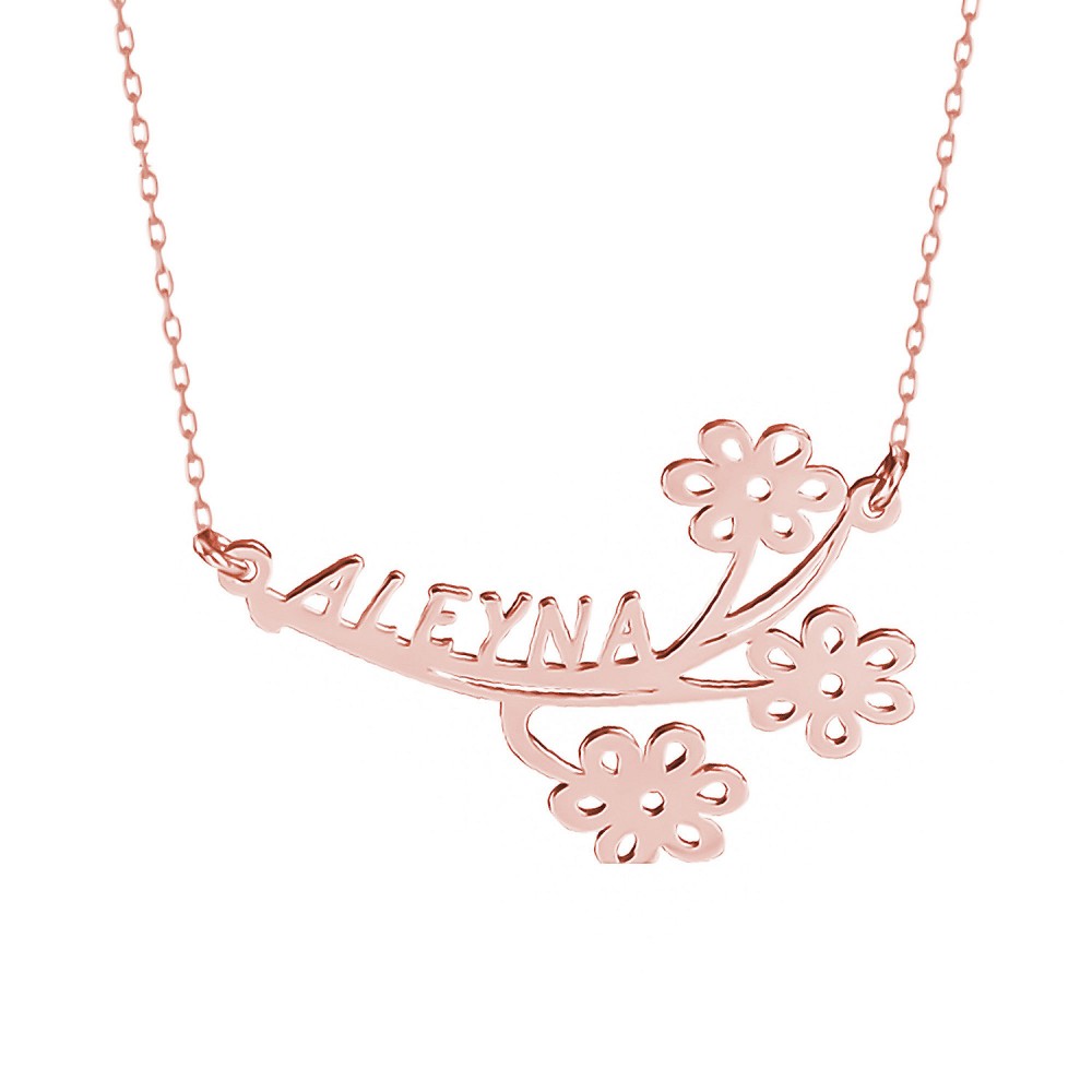 Glorria 925k Sterling Silver Personalized Name Flower Silver Necklace