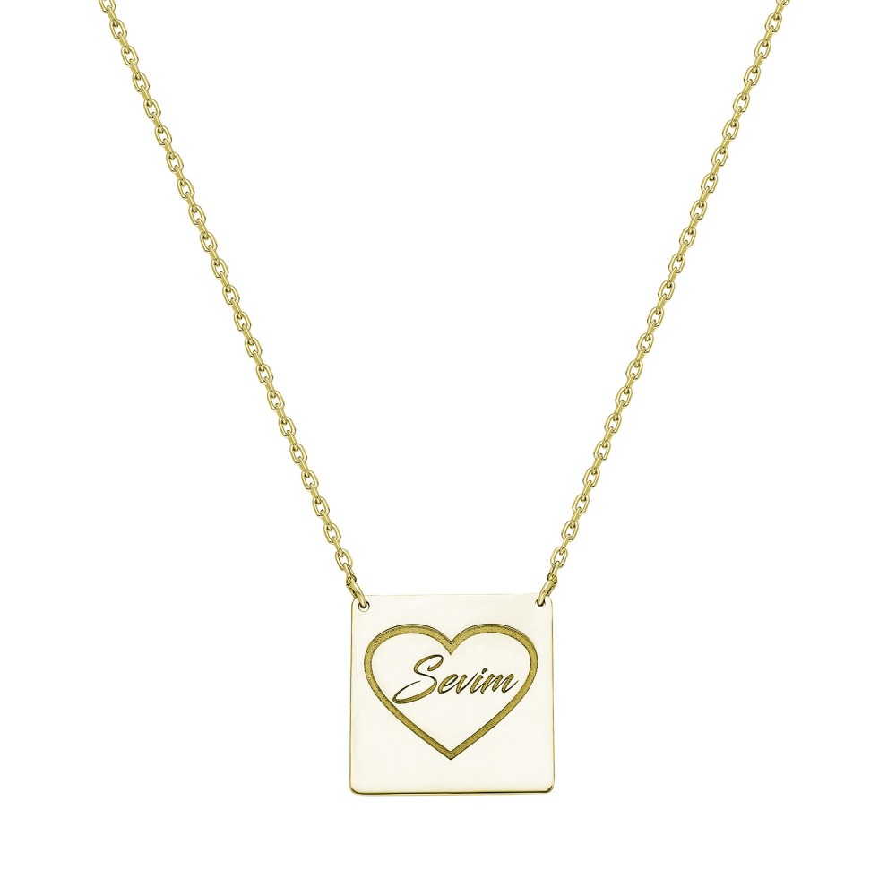 Glorria 925k Sterling Silver Personalized Name Silver Heart Necklace