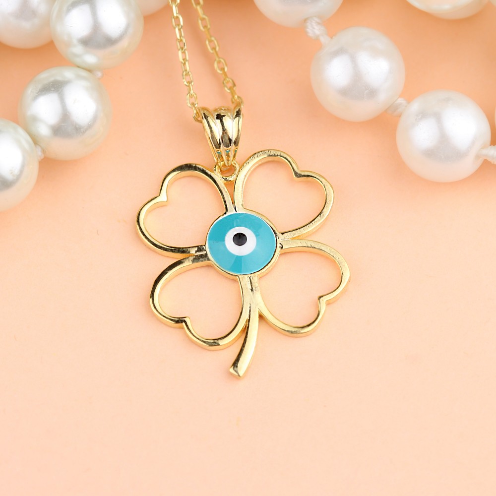 Glorria 925k Sterling Silver Evil Eye Clover Necklace