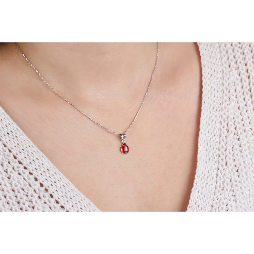 Glorria 925k Sterling Silver Ladybug Necklace