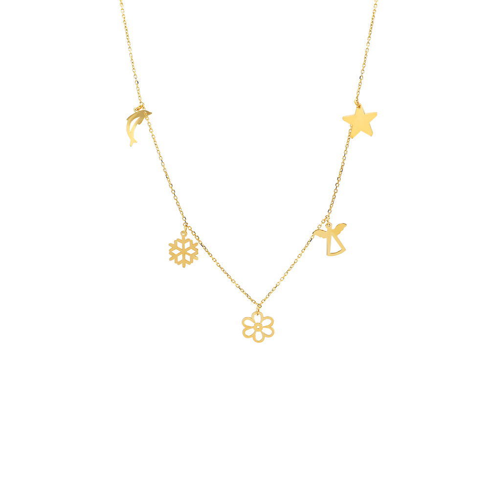 Glorria 14k Solid Gold Luck Necklace