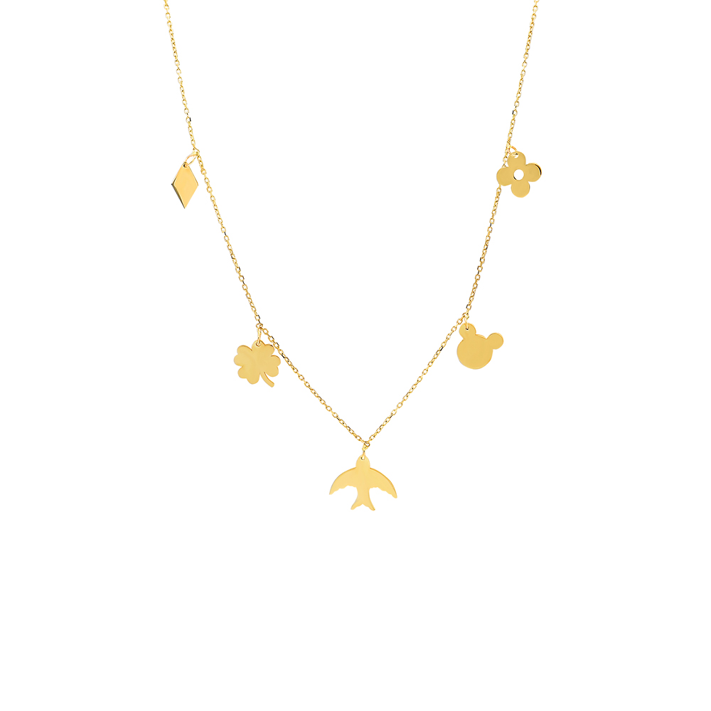 Glorria 14k Solid Gold Luck Necklace