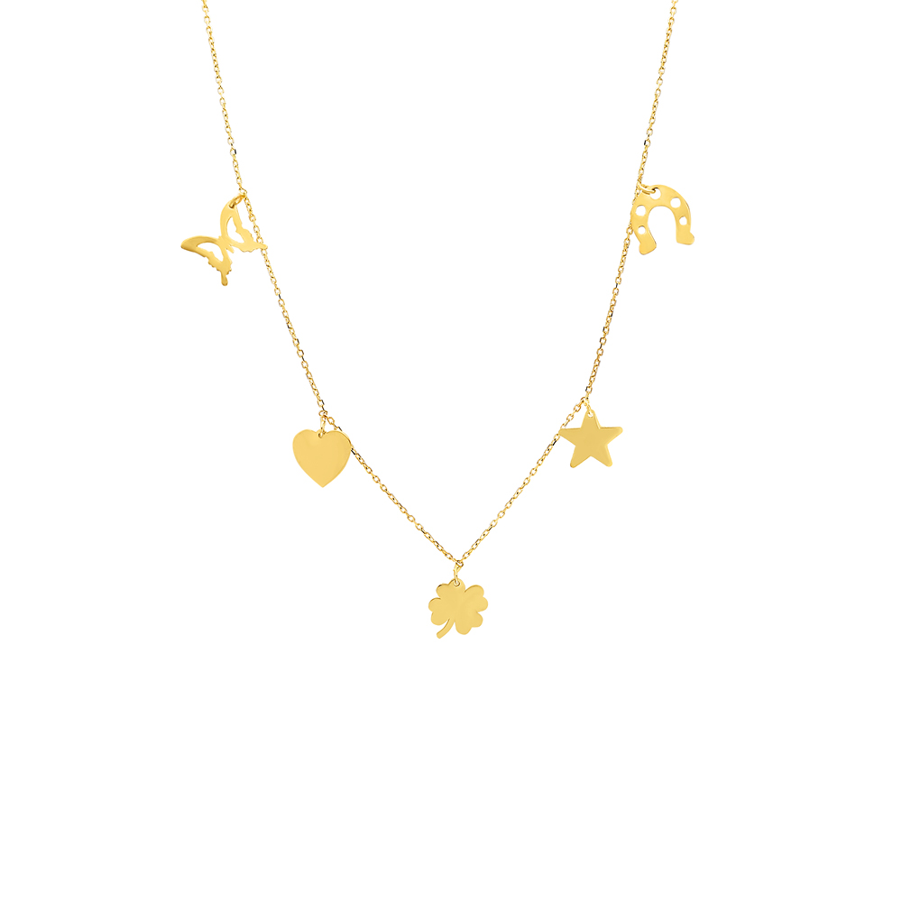 Glorria 14k Solid Gold Luck Necklace